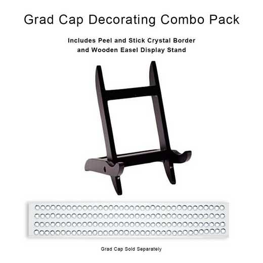 BUN1: CRYSTAL GEM BORDER /Graduation Cap DisplayStand Wooden Easel